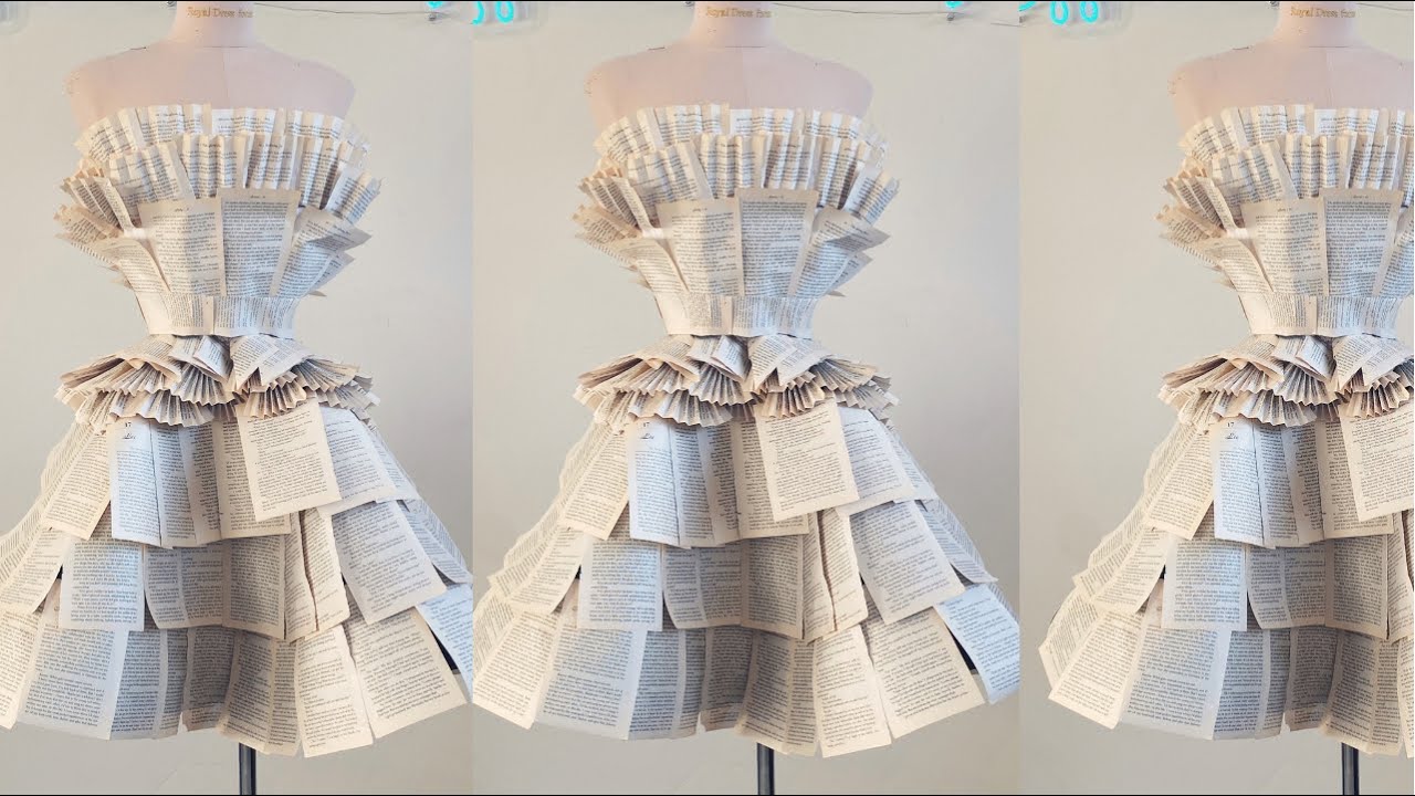 Three dresses made of paper